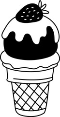 Ice Cream Cone Cupcakes Strawberry icon hand drawn design elements for decoration.