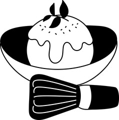 Ice Cream Matcha Green Tea icon hand drawn design elements for decoration.
