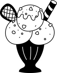 Sundae Ice Cream icon hand drawn design elements for decoration.