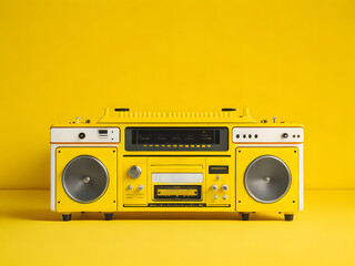 Fototapeta premium Retro portable radio recorder cassette tape. AI Generated.