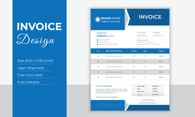 Fototapeta na wymiar Invoice design template for business.