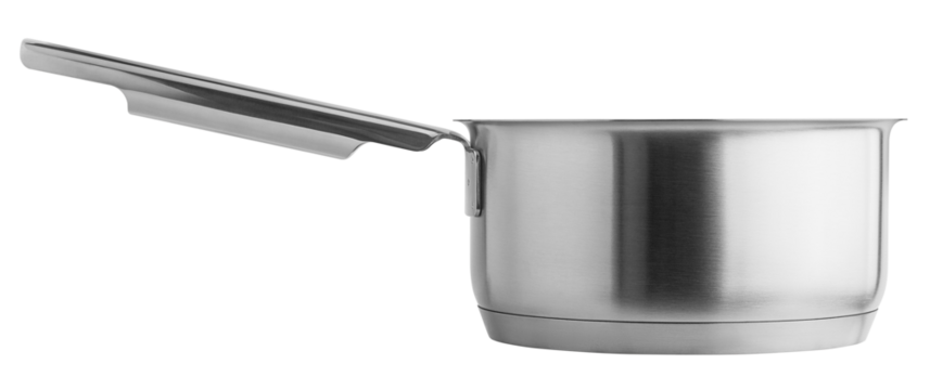 Stainless steel cooking pot, isolated on white background, full depth of field
