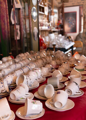 old English cups in the bazaar