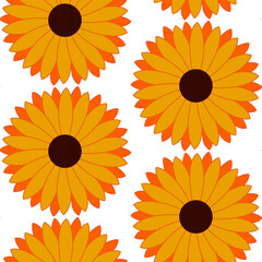 Floral seamless sunflowers pattern, vector isolated.For cover,textile, packing, fabric, bags print, textile, wrapping, cloth print
