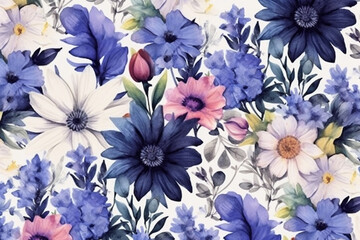 Obraz premium Pink, blue and white flowers background