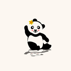cute panda waves with yellow flower headband