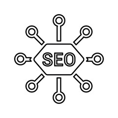 SEO Strategy icon. Line, outline design.