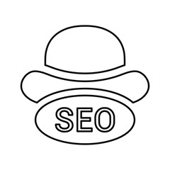 SEO White hat icon. Line, outline design.