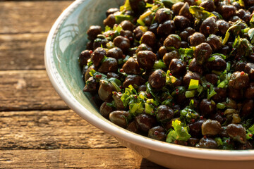 Green Chickpea Chaat or Harbara Chat recipe,  popular snack from India.