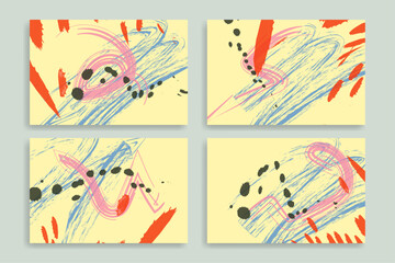Set of vector banners with abstract ink