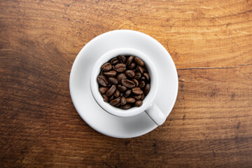 cup of coffee with beans
