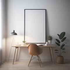 Frame Mockup in Modern Office Interior, 3D Render with Natural Lighting