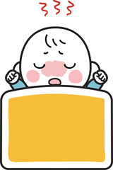 発熱して寝込んでる赤ちゃんのイラスト