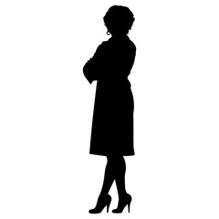 Vector illustration. Full-length silhouette of a woman. Psychologist doctor.