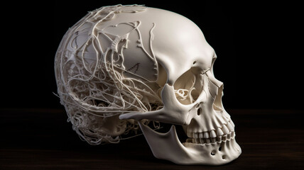 White Biomechanical Thread Skull
