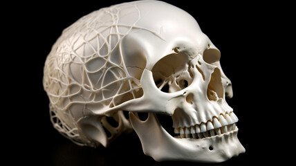 White Biomechanical Thread Skull
