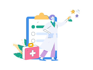 Medical Characters Anti-epidemic Flat Vector Concept Operation Hand Drawn Illustration
