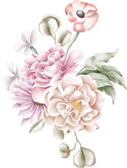 Watercolour flower bouquet isolated on white