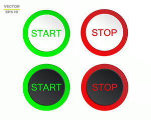 Power the start and stop button, flat web buttons with icons on white background, and Icons for all web pages. isolated, navigation panel for a website, editable vector illustration EPS10.