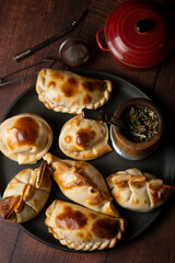 Argentine empanada. Traditional Argentine food. Snack filled with meat, chicken or cheese.