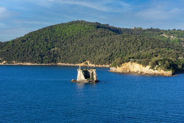 The Scola Tower, in the Gulf of Poets, La Spezia, Italy