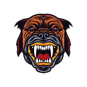 bulldog head hand drawn logo design illustration