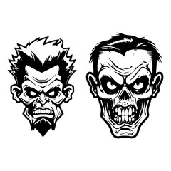 creepy zombie hand drawn logo design illustration