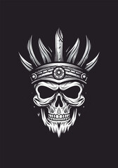 skull warrior hand drawn logo design illustration 