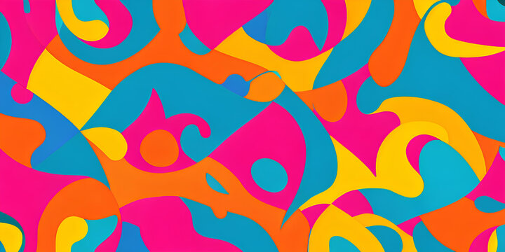 Bright and abstract multicolored background with different shapes. Banner for a website or cover for a poster. Generating ai