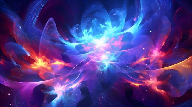 Galactic Abstract Neon Wallpaper Illuminating the Cosmic Expanse