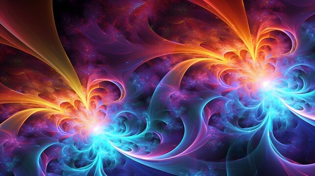 Fractal Symphony Unleashing Vibrant Abstraction in Neon Wallpaper