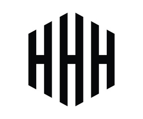 Polygon HHH letter logo design vector template