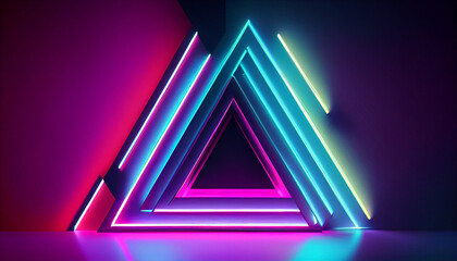 Fototapeta premium Abstract Neon light geometric background Ai generated image