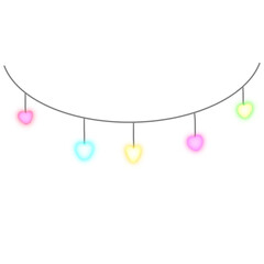 Beautiful love background with heart shaped lights hanging on a string