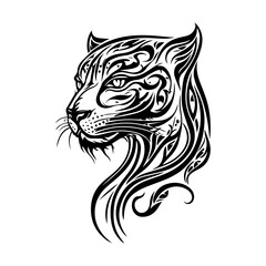 panther head tribal tatto line art hand drawn illustration