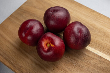 Delicious, red, nectarines from the farm. Close up