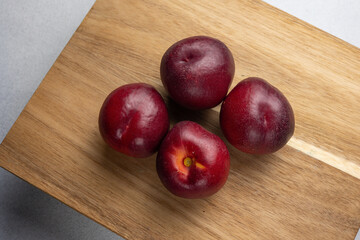 Delicious, red, nectarines from the farm. Close up