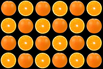 Orange fruit isolated texture, Orange slices on solid color background. Minimal fruit idea concept....