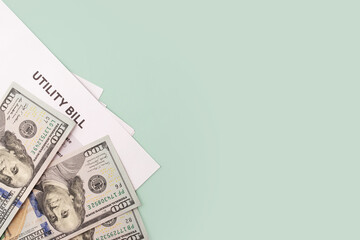 Energy bill, House utility bill with payment details, payment for electricity and gas, green...