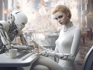 Manicure of the future. Beauty salon. Generative Ai technology.