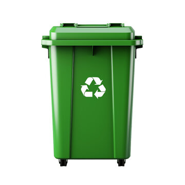 Green recycling bin isolated on transparent background 