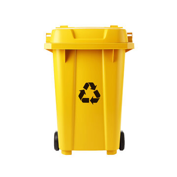 Yellow recycling bin isolated on transparent background 