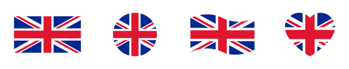Fototapeta Set of national great Britain flag vector icons. Flag UK or United Kingdom. England country symbol. obraz