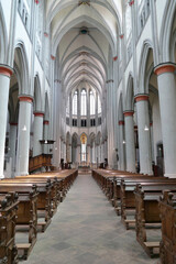 Inside of the Altenberger Dom cathedral in Odenthal, North Rhine-Westphalia, Germany