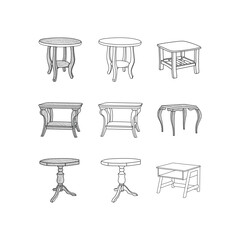 furniture set of Table interior icon line art design, Outline vector design illustration template, suitable for your company