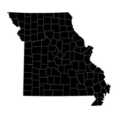 Missouri state map with counties. Vector illustration.
