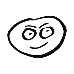 Envious, angry emoticon smiley face icon on white background
