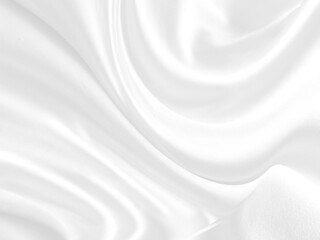 Naklejka na ściany i meble Clean woven beautiful silky soft fabric white abstract smooth curve shape decorative fashion textile background