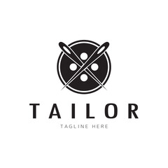 tailor logo icon illustration template combination of buttons for clothes, thread and sewing machine, for clothing product design, convection companies, fashion in vector form