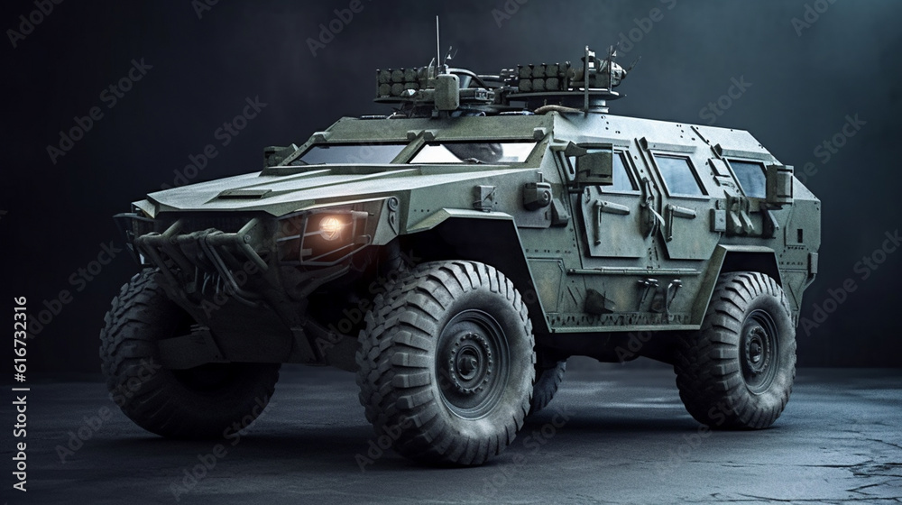 Wall mural armored military vehicle. generative ai